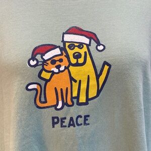 Life Is Good size XL festive Holiday Peace Christmas Long Sleeve Tee mint green